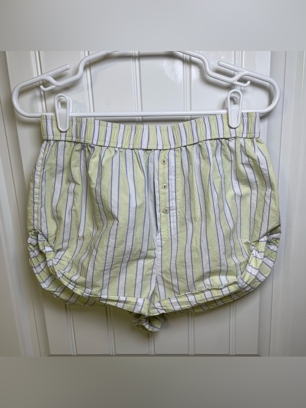 Anthropologie Wren Boxer Shorts Rolled Yellow & Blue Striped 100% Cotton Micro